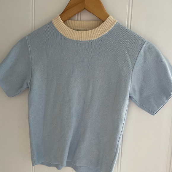 Millk Baby Blue/Cream Knit Tee Top Boy Toddler Baby Size 4 - Picture 2 of 3